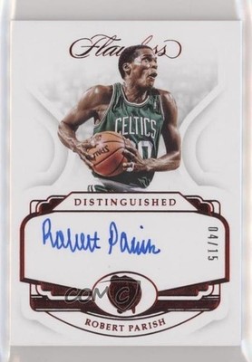 2018 Panini Flawless Distinguished Ruby 4/15 Robert Parish #DA-RPS Auto HOF 3d3