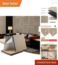 Luxury Acoustic Wall Panels - 4-Pack 23.62-Inch Sound Absorbing Oak Decor