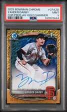 2025 BOWMAN CHROME PROSPECT AUTO GOLD SHIMMER #CPAZD ZANDER DARBY 32/50 PSA 9