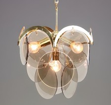 Gino VISTOSI Murano Italy Smoked Glas Disc Chandelier Mid Century Modern &Oslash; 37