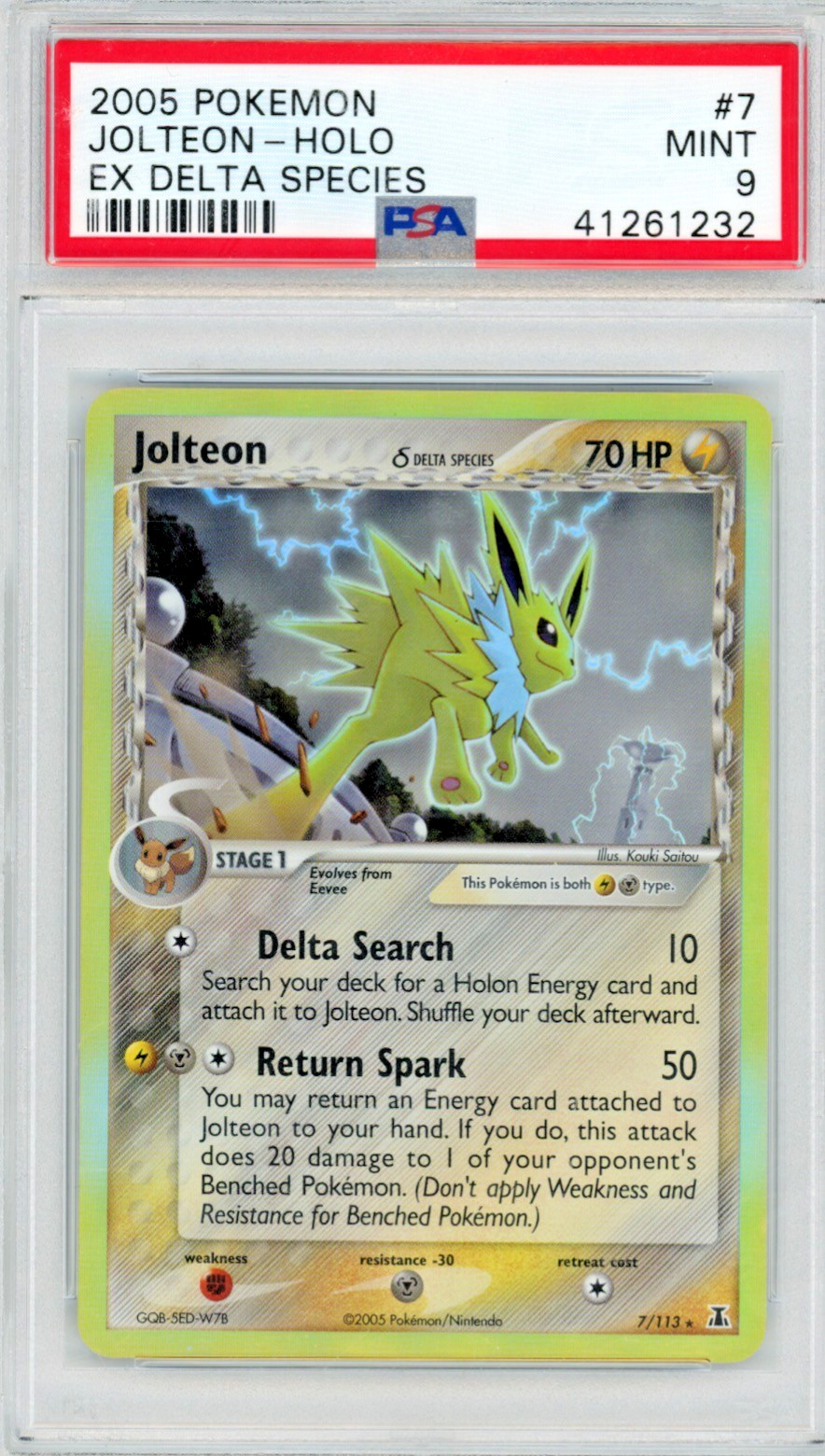 2005 Pokemon EX Delta Species Jolteon 7/113 Holo PSA 9