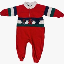 Teddy Bear Plaid Gap Outfit Holiday Long Sleeve Toddler Sweatsuit Size 18-24 Mo.