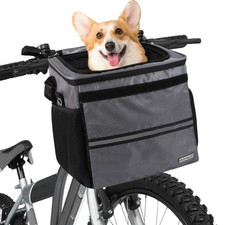 Bicycle Front Basket Pet Dog Carrying Bag Removable Suspension Folding Duffel Ba