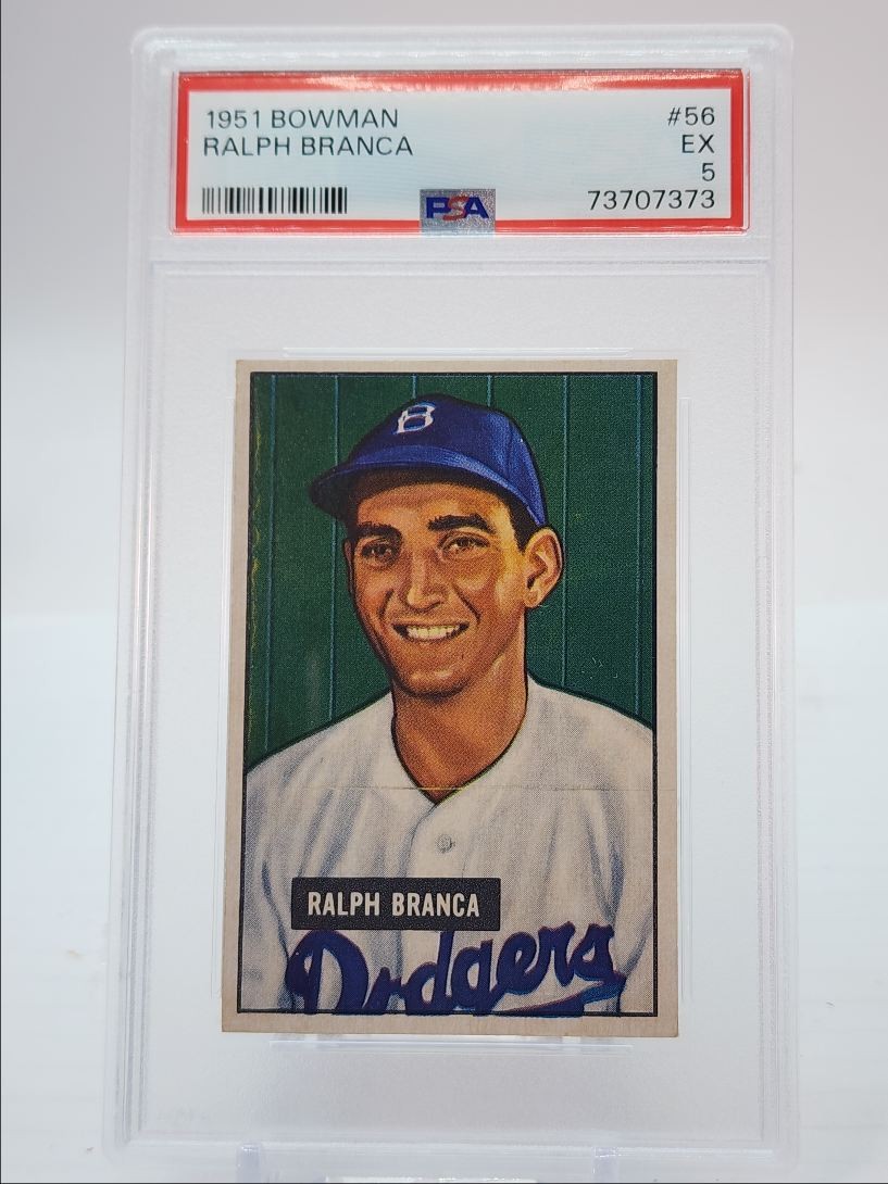 RALPH BRANCA 1951 BOWMAN #56 BASEBALL BROOKLYN DODGERS PSA 5 Q1365