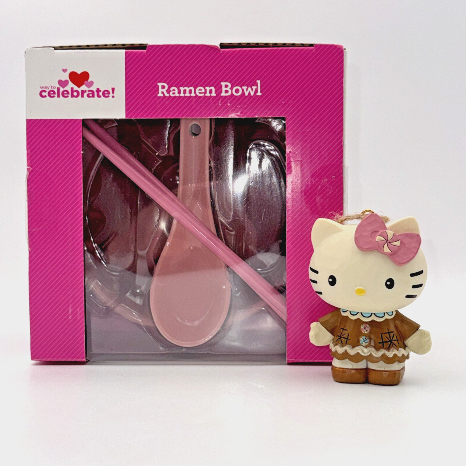 Hello Kitty Jim Shore Enesco Gingerbread Ornament + Celebrate Ramen Bowl Bundle
