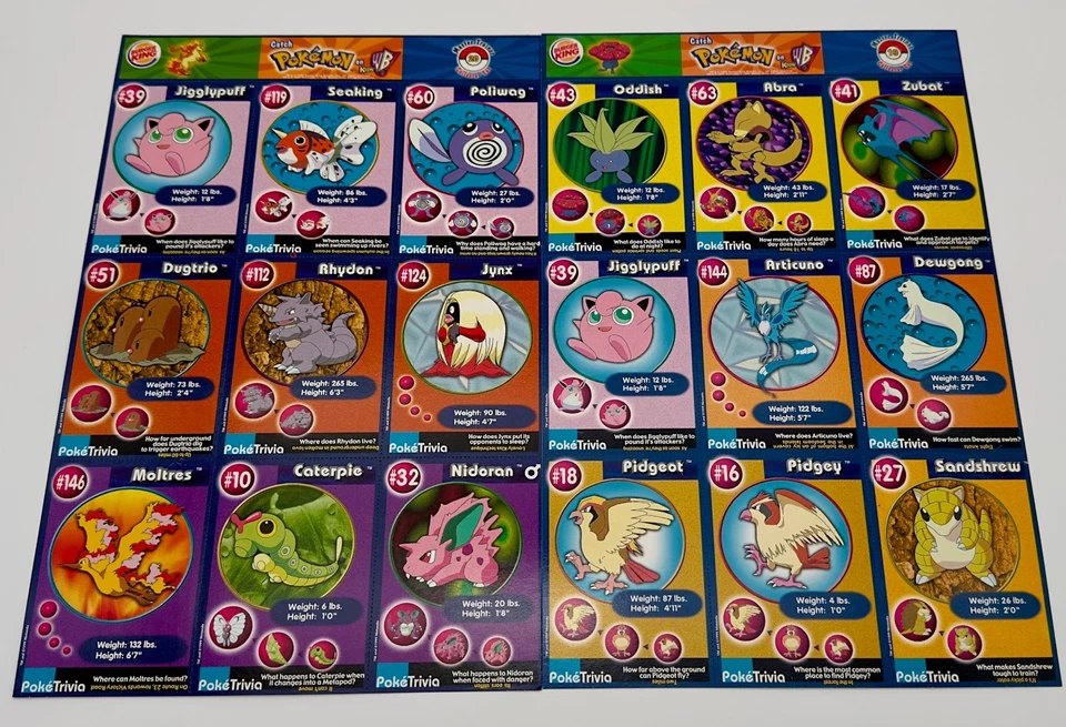 1999 Burger King Pokemon movie Poketrivia uncut sheets complete set - Image 4 of 4