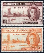 Virgin Islands 1946 Peace King George & Parliament Building MH (SC# 88-89)