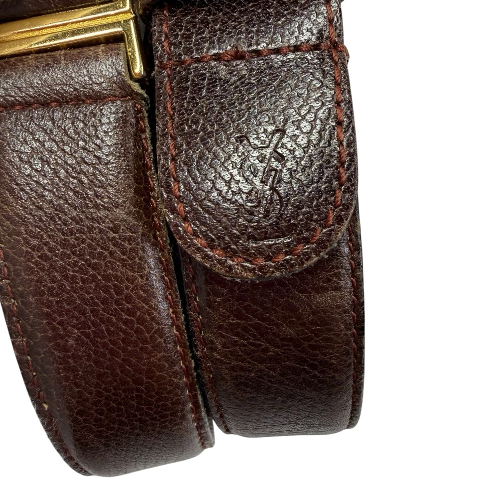 Cinturón vintage Yves Saint Laurent YSL marrón cuero de oveja 1" talla 34 Foto 3 de 4