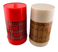 VTG Thermos Aladdin's Best Buy Bottle  Wide Mouth Butterscotch Tartan Plaid