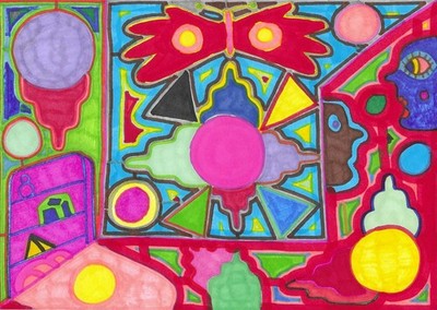 Abstrakte geometrische Vision - Original A5 Tinte auf Karte von Jay Snelling