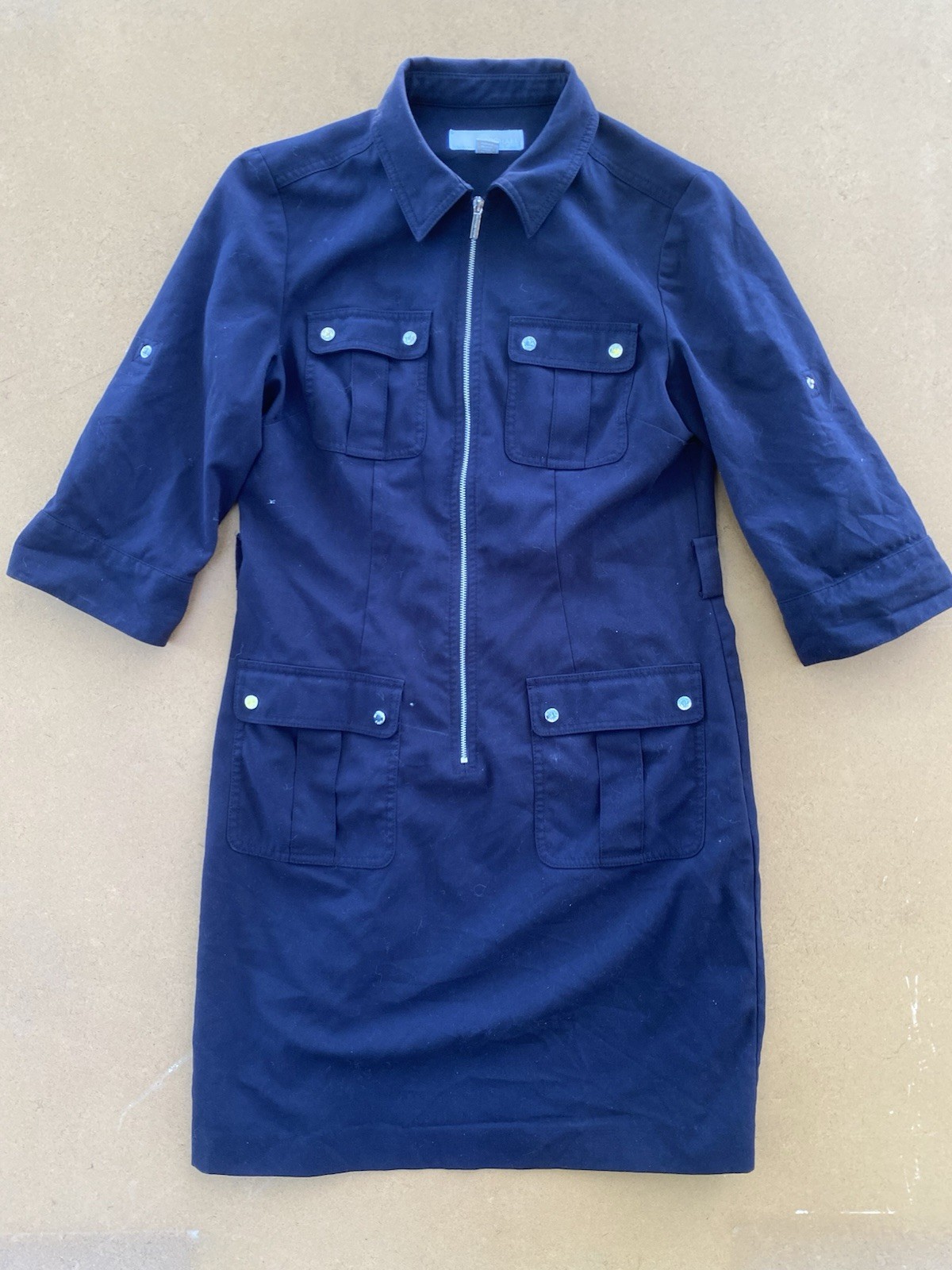 Michael Kors Womens  Shirt Dress Utility Pockets Blue L