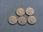 [Lot of 5]  FDR  Dimes 1946 to 1964  90% Silver,  FREE shipping in USA