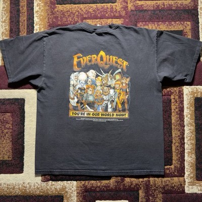Vintage 90s 2001 RARE EverQuest Sony Video Game T Shirt Promo Sz XL Faded