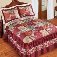 Olivia Rose Quilted Patchwork Tiered Ruffle King Size Bedspread