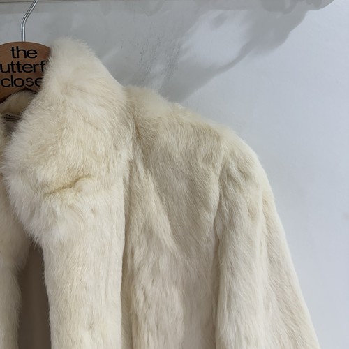 Vintage Wilsons Suede And Leather Rabbit Fur Coat White Ivory Medium - Picture 2 of 8