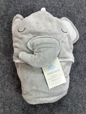 Cloud Island Elephant Hooded Infant Bath Towel Gray 30"x30" Terry Cotton
