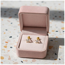 14K Solid Gold Star CZ Basket Set Screw Back Stud Earrings Secure Gift for Kids