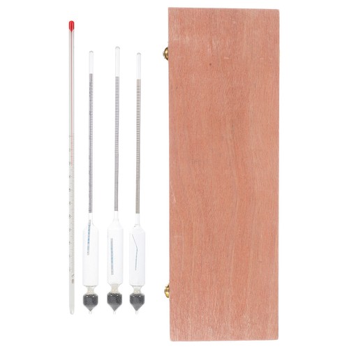 Home Brewing Alcohol Hydrometer and Thermometer Glass Wood Portable Tool