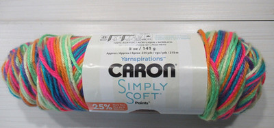 Caron Simply Soft Yarn.  Paints. Rainbow Bright