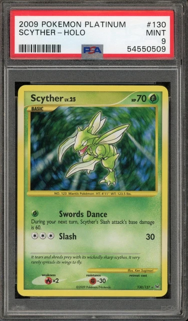 Pokemon Scyther Holo Secret Rare Platinum 130/127 PSA 9 Mint