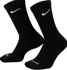 Nike, Everyday Plus, Dri-Fit "Two Pack" Black Crew Socks. Size: Mens 8-12