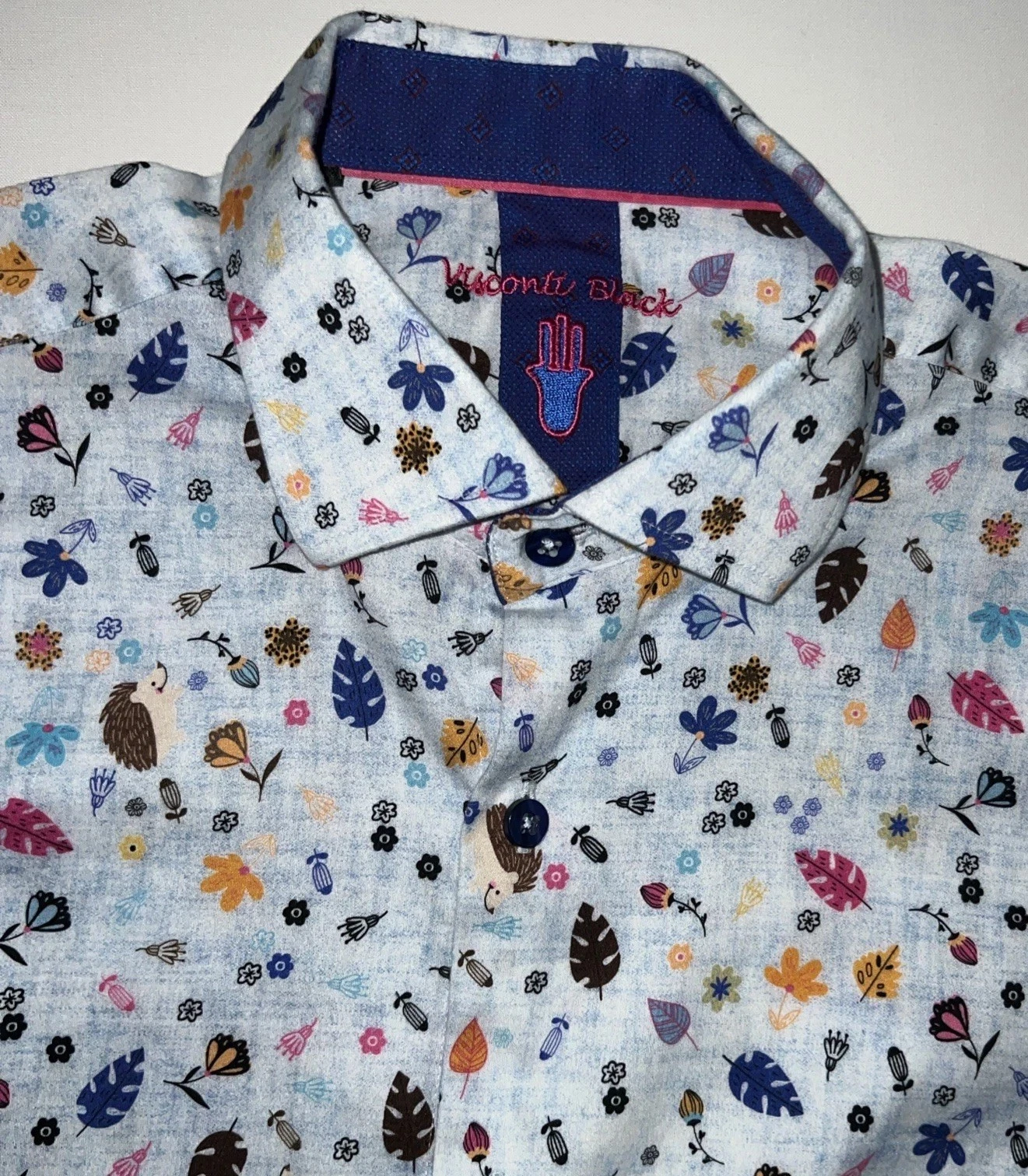 Luchiano Visconti Shirt Mens Medium Eclectic Nature & Woodland Artsy Print L/S