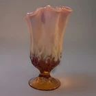Fenton Cameo Opalescent Lily of the Valley Swung Glass Handkerchief Vase