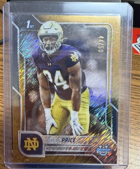 2025 Bowman University Chrome #117 Jadarian Price Gold Shimmer Refractor #/50