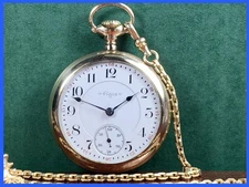 🚂ANTIQUE ELGIN 18s RAILROAD POCKET WATCH 21 JEWEL c.1898 wCHAIN & BOX Nice4🎄