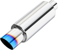 2 Inch Inlet Universal Stainless Steel Exhaust Muffler Blue Burnt Tip Resonator