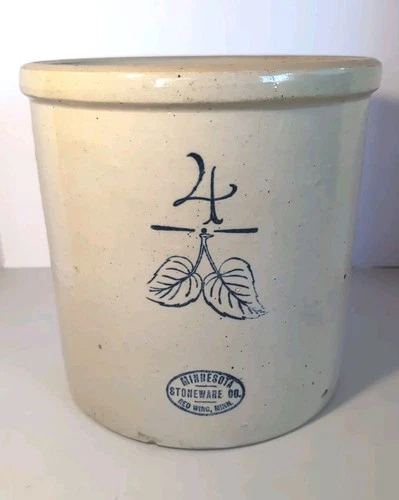Rare  Red Wing Minnesota Oval Stoneware 4 Gallon Crock Base Signed