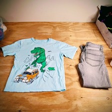 The Children's Place Boys Outfit Set Size 7/8 Dinosaur T-Rex Graphic Tee Jeans