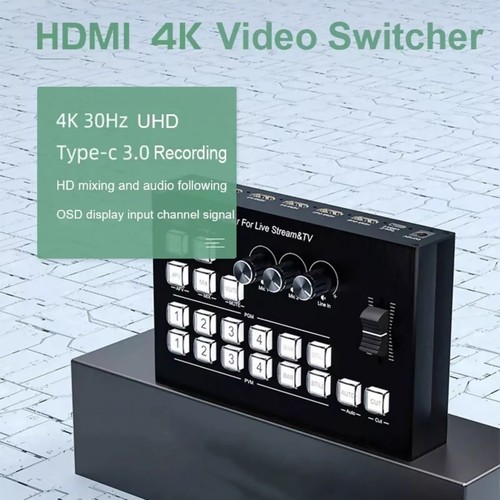 4K Video Switcher HDMI Camera Broadcast Station Controller For laptops/Cameras - Afbeelding 9 van 14