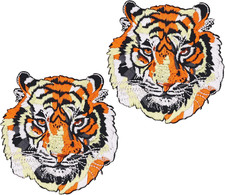 2pcs Animal Tiger Iron on Patches Embroidered Motif Applique Decoration Sew o...