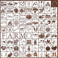 80 Pcs 4 x 4 Inch Stencils for Painting on Wood, Reusable Farm Animal Plastic...