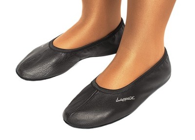 Schläppchen Gymnastikschuhe Ballerina mit Ledersohle schwarz Neu Gr. 25 - 46