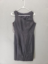 Nine West Dress Womens 8 Petite Gray Sleeveless Sheath Career Office Suit Lined