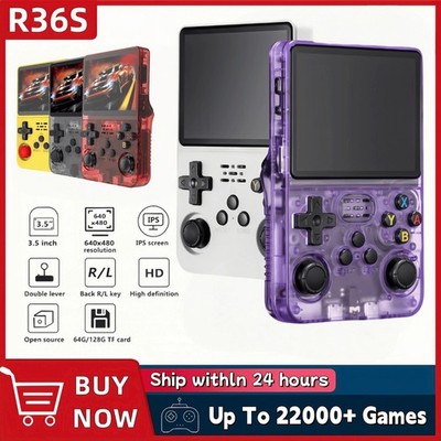 R36S Retro Handheld Video Game Console Linux 3.5'' IPS Screen 128GB