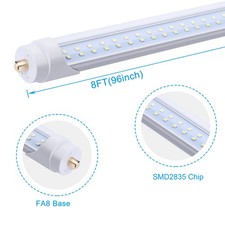 90w 8ft Led Tube Light Bulbs Fa8 8 Foot Led Shop Light 65w 45w T8 T12 Single Pin