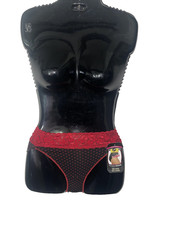 NWT Sears Bikini Panty Black Red Polka Dots Sissy Whimsical Goth Vintage Small