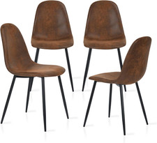Set Di 4 Sedie Da Pranzo Vintage Imbottito Senza Braccioli Con Schienale in Pell