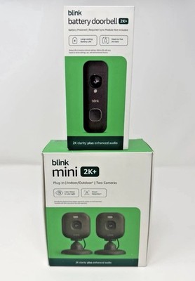 Blink Mini 2K+ Cameras Indoor/Outdoor & Wireless Video Doorbell 2K Newest Models