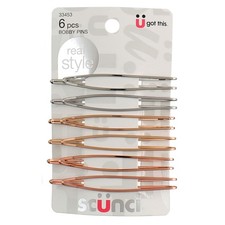4 Pack Scunci U Got This Real Style Bobby Pins, Assorted, 6 Ct