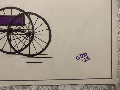 Purple Carriage Red Seat Chair Transportation Design USA Model Drawing Artwork - Picture 4 of 7