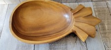 Pineapple Bowl 15" Vintage Monkey Pod Wooden Dish Hawaii Hardwood Honolulu Aloha
