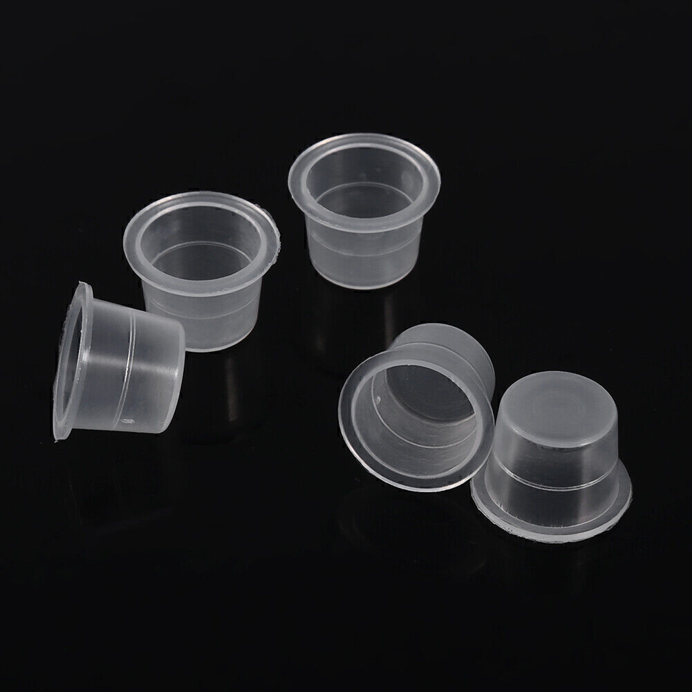 100Pcs/Set Tattoo Ink Cap Cup Clear White Plastic Professional Microblading