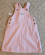 Oshkosh Toddler Denim Skirt Overall 4T Toddler Pink White Striped 8296