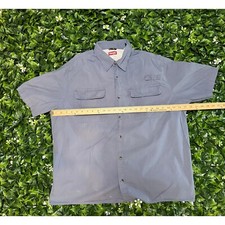 Wrangler Blue Short Sleeve Button Up Shirt Outdoor Workwear Pockets XL