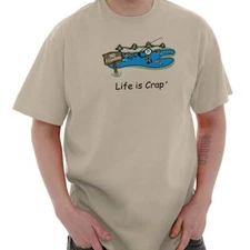 Life Is Crap Funny Fishing Fisher Cool Gift Mens Casual Crewneck T Shirts Tees