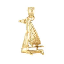 New 14k Gold Sailboat Pendant